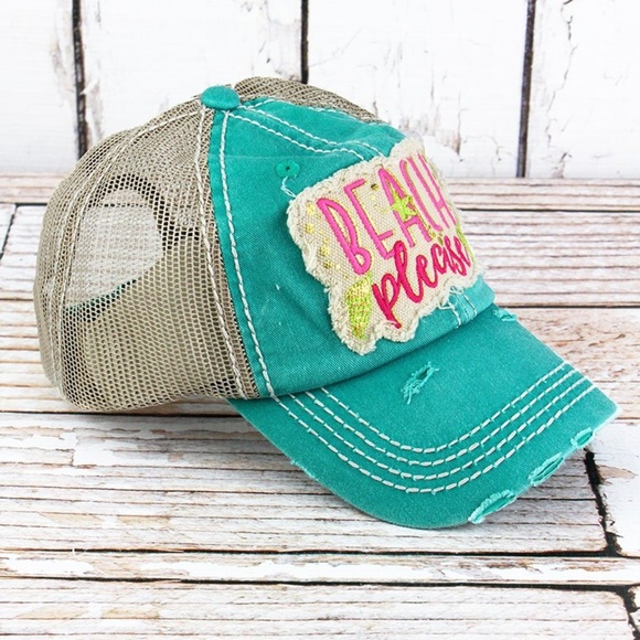 NWT Distressed/Mesh Beach Please Cap - Picture 2 of 3